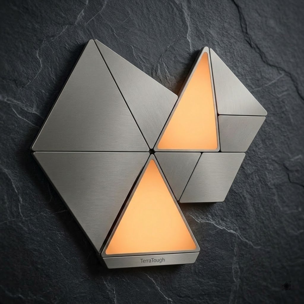 TerraTough Modular Geometric LED Wall Sconce – Brushed Metal Triangular Light (3)